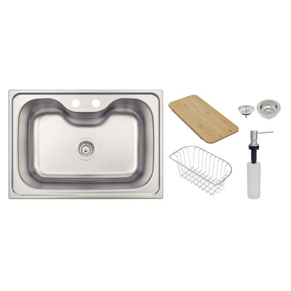 Cuba de Sobrepor Tramontina Morgana 60 FX Prime em Aço Inox Acetinado com Válvula Dosador de Sabão e Cesta 69x49 cm