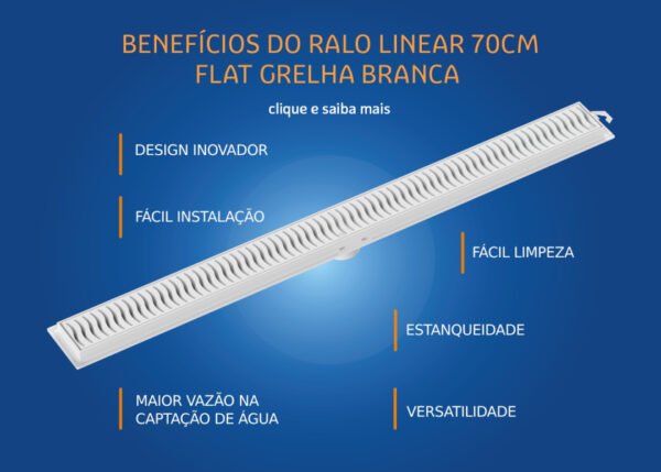 Ralo Linear Flat Grelha Branca Tigre - Imagem 4